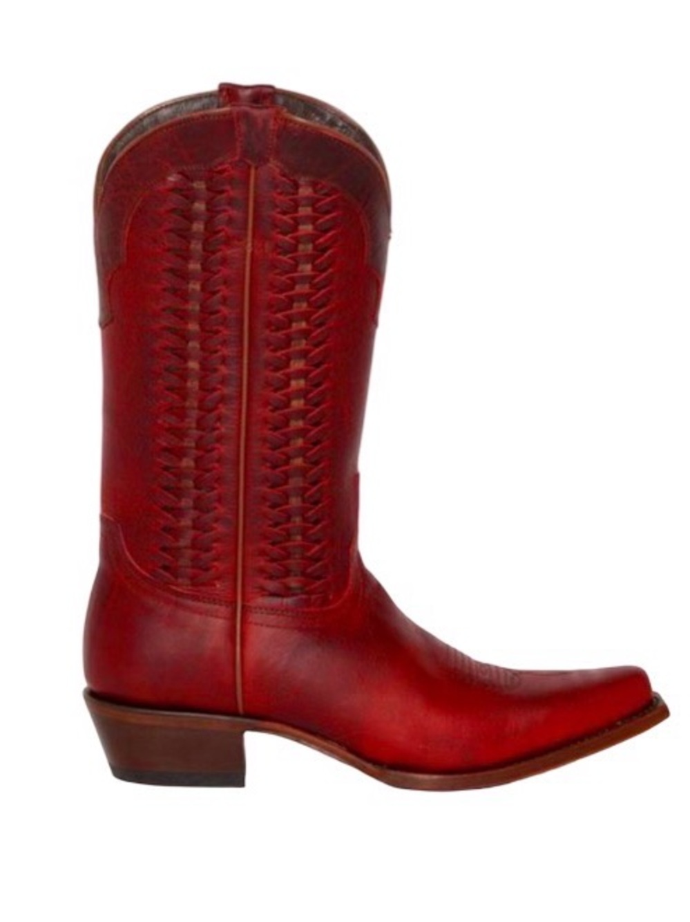 shyanne dark red leather woven western cowboy boots snip toe women’s size 8.5 - Picture 3 of 16